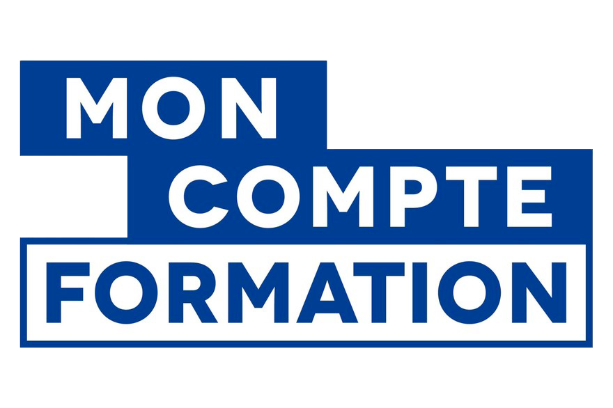 Logo "Mon Compte Formation" en bleu et blanc.