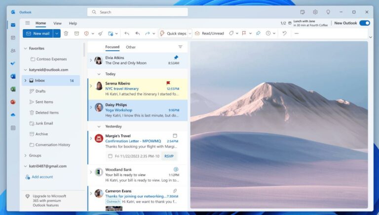 la nouvelle interface d'outlook 2024 la boite mail