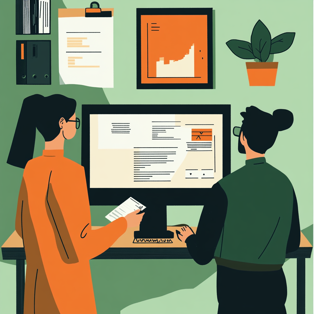 Illustration teamwork flat design de couleur verte et orange