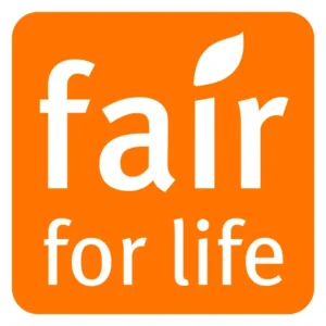 Logo du Label Fair for Life, certification pour le commerce équitable et le développement durable.